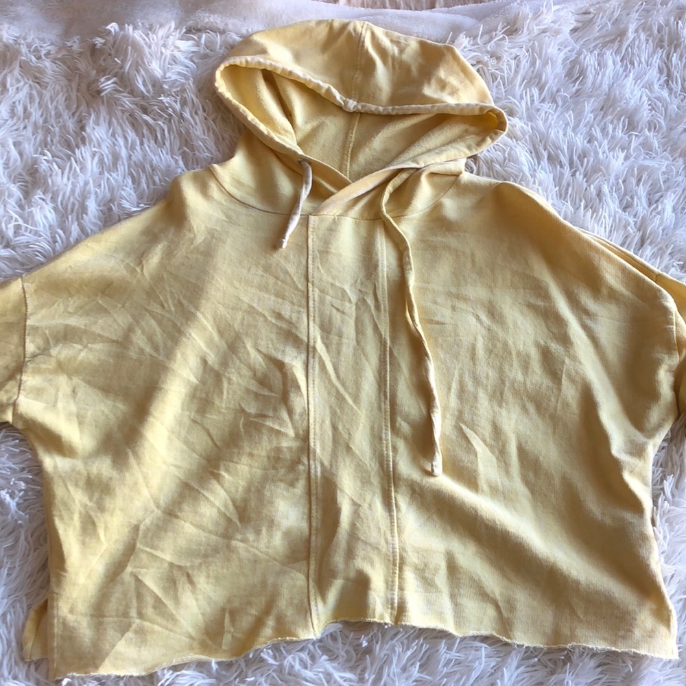 Yellow Cropped Hoodie